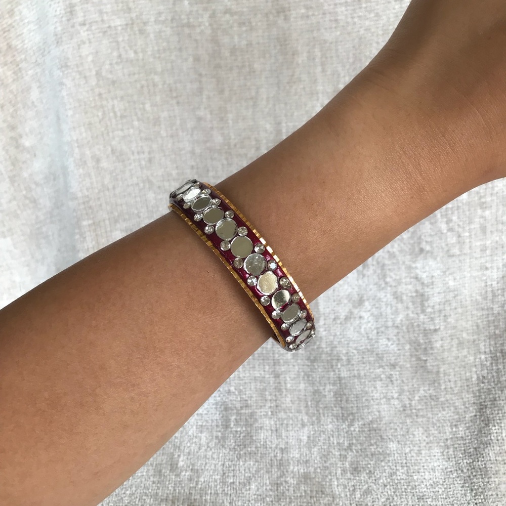 Indian Inspired Red and Gold Mirror Bangle